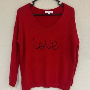 Miracle womans Red embroidered "Love" Sweater